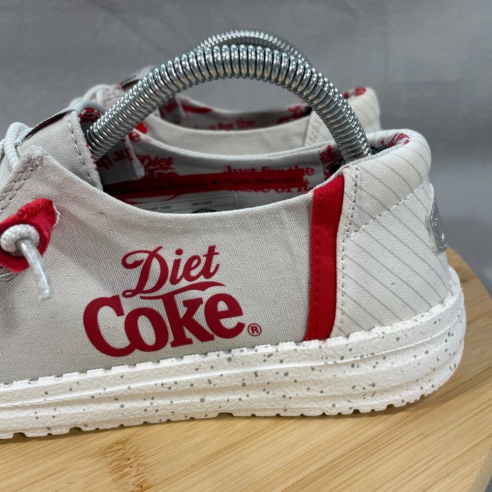 NWT Hey Dude Wendy Diet Coke Womens Size 6 Shoes Slip-on Loafers Grey/Red - Picture 7 of 16
